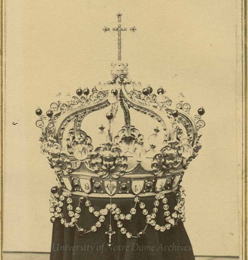 An archival photo of a jeweled crown.
