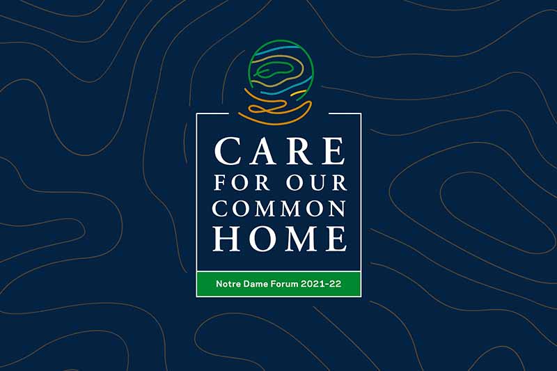 Care for our Common Home logo: An abstract outline of a hand holding the earth.