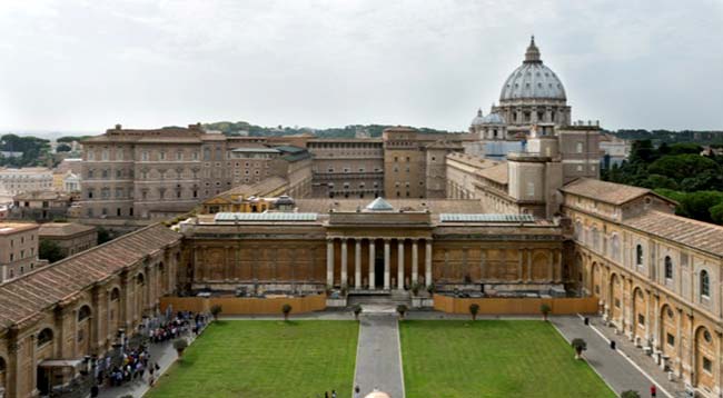 The Belvedere courtyard, designed by Donato Bramante from 1506 onwards The Belvedere courtyard, designed by Donato Bramante from 1506 onwards